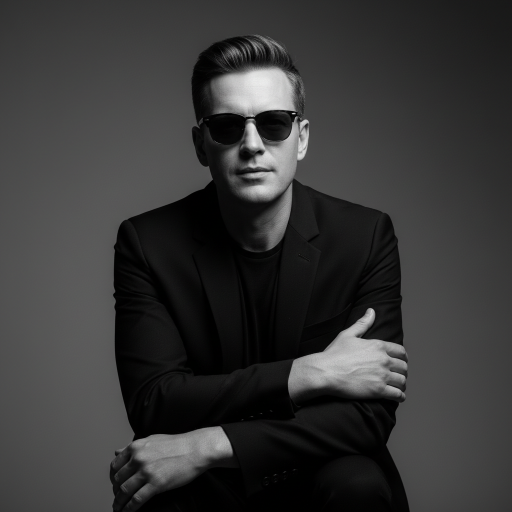 Enigmatic Black and White Fashion Portrait — Fashion portrait AI image prompt
