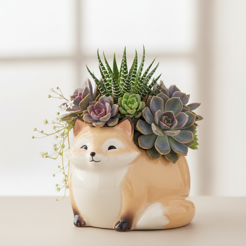 Whimsical Animal Succulent Planter — Home Decor AI image prompt