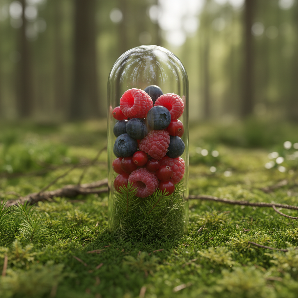 Glass Capsule of Forest Berries — Capsule AI image prompt