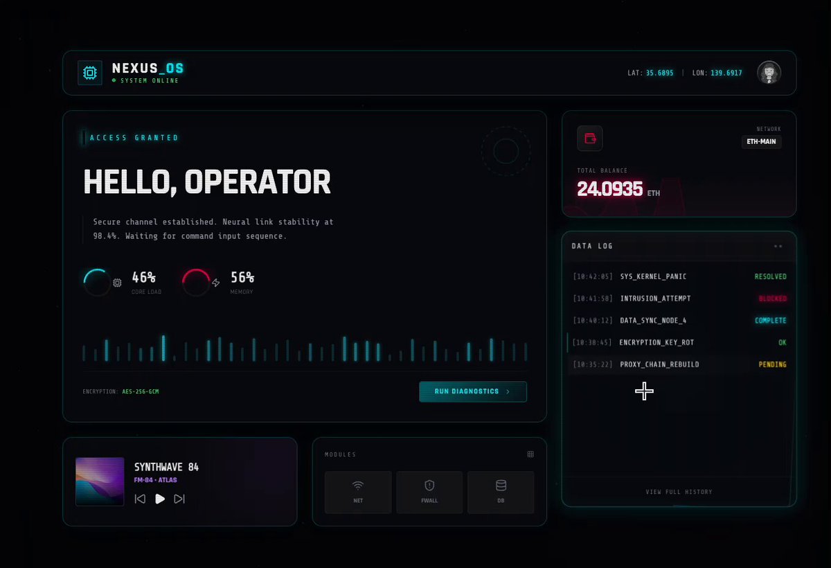 Glassmorphism neon interface UI — UI/UX Design AI image prompt