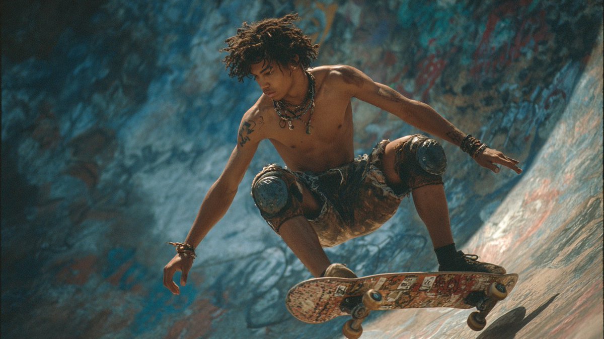 Skateboarding Teenager Film Photography Prompt — Photography AI image prompt