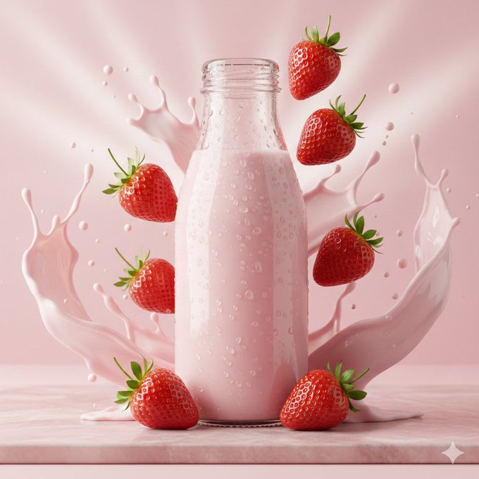 Strawberry Milk Studio style — Product Photography AI image prompt