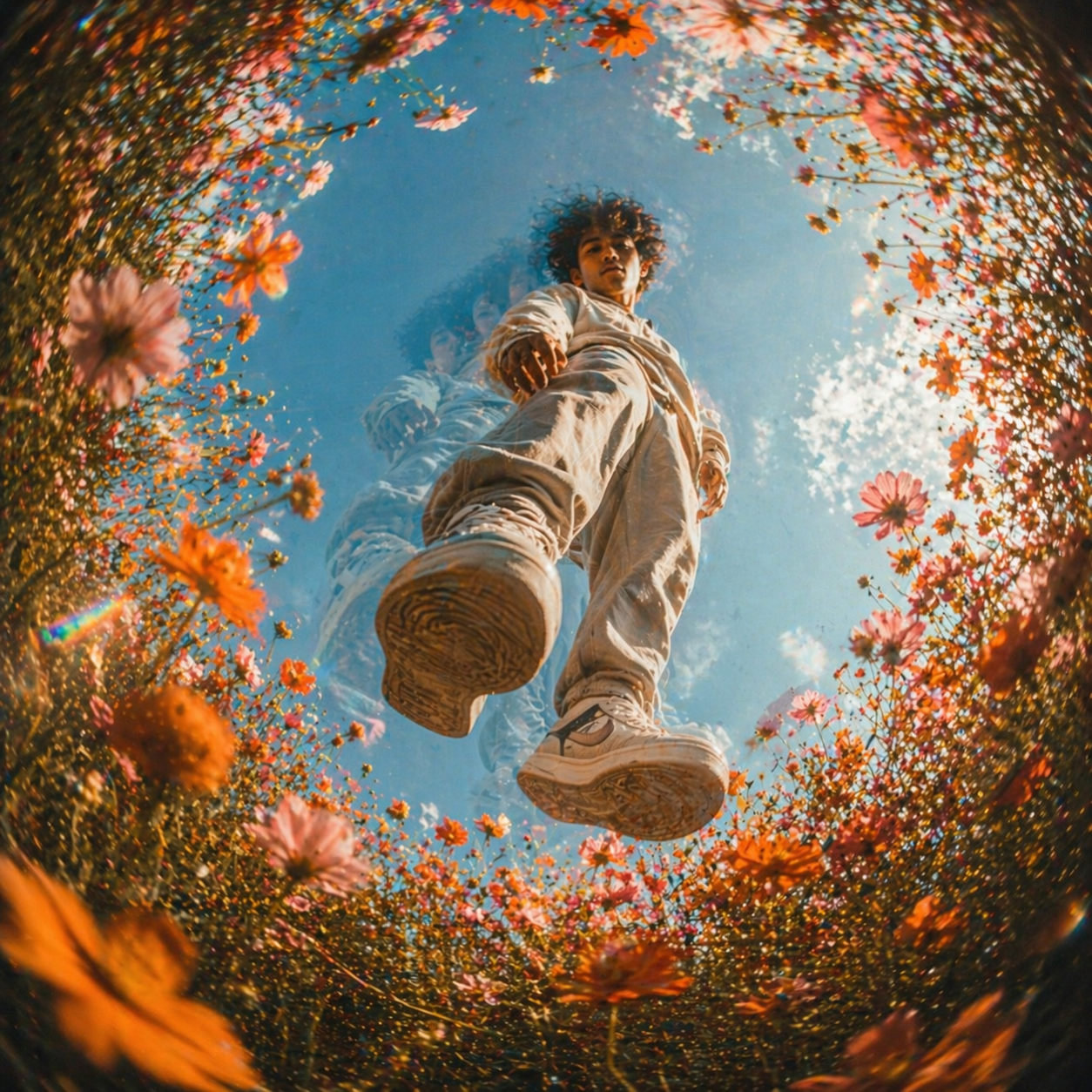 Floating Through the Floral Sky — Photography AI image prompt