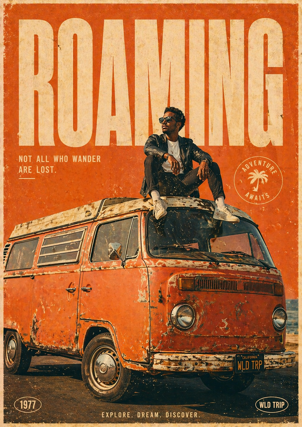 Roaming Vintage Adventure — Poster AI image prompt