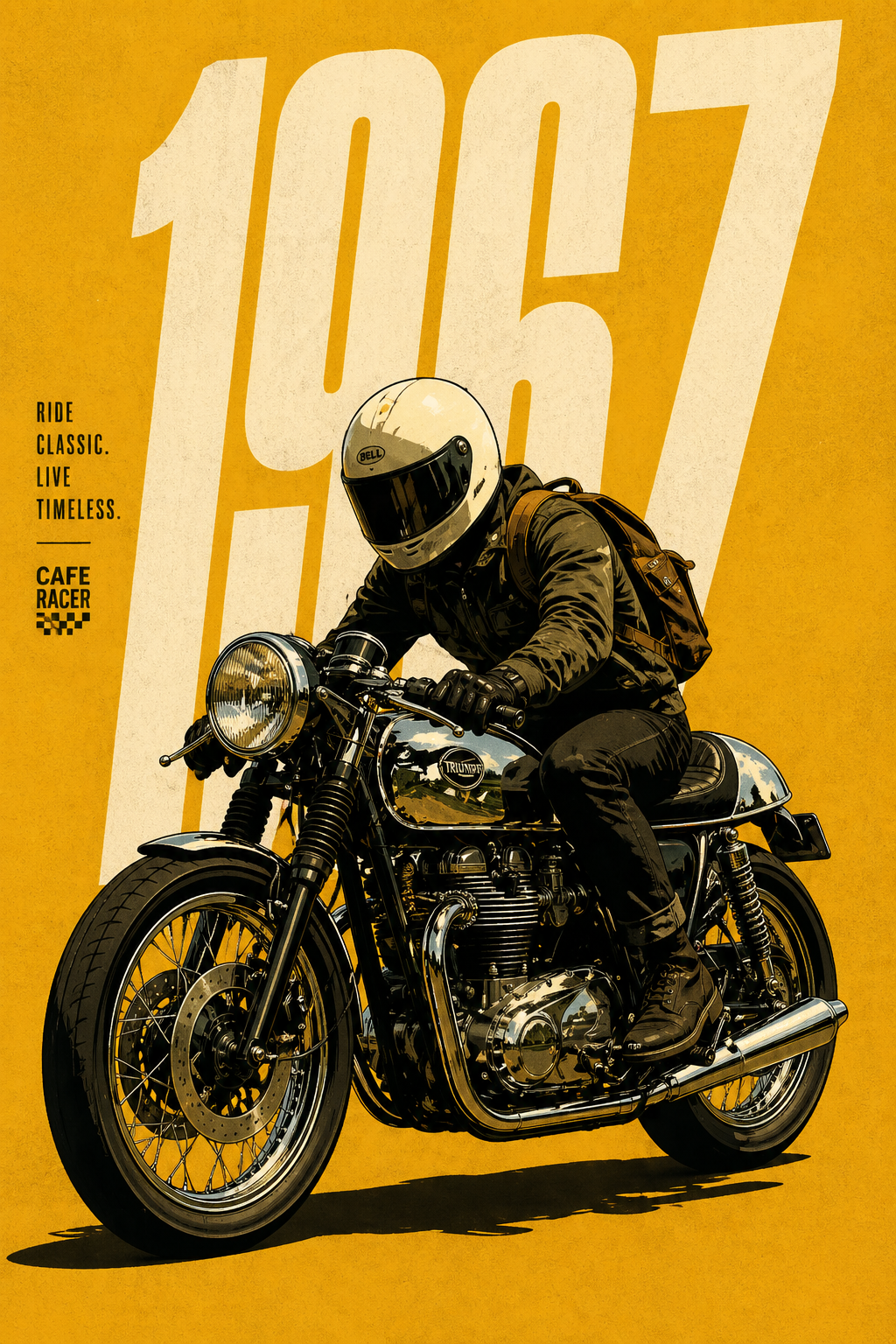 Ride Classic Timeless Cafe Racer Poster — Portrait AI image prompt