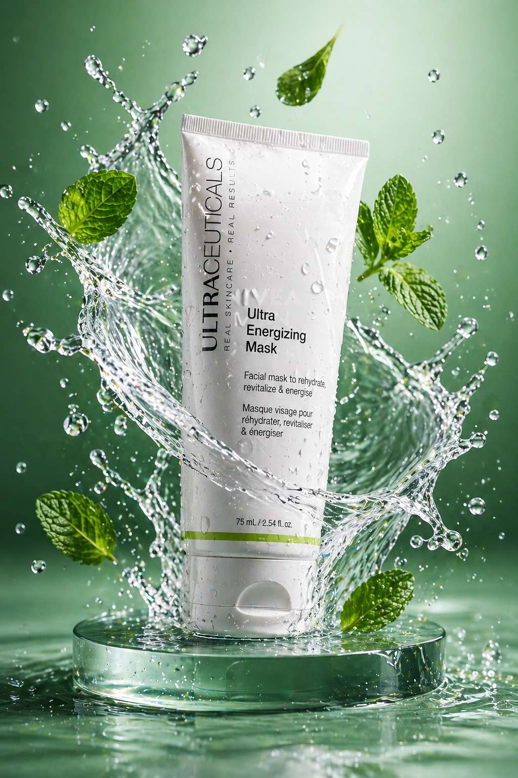Ultra Energizing Mask Fresh Splash Ad — Product Photography AI image prompt