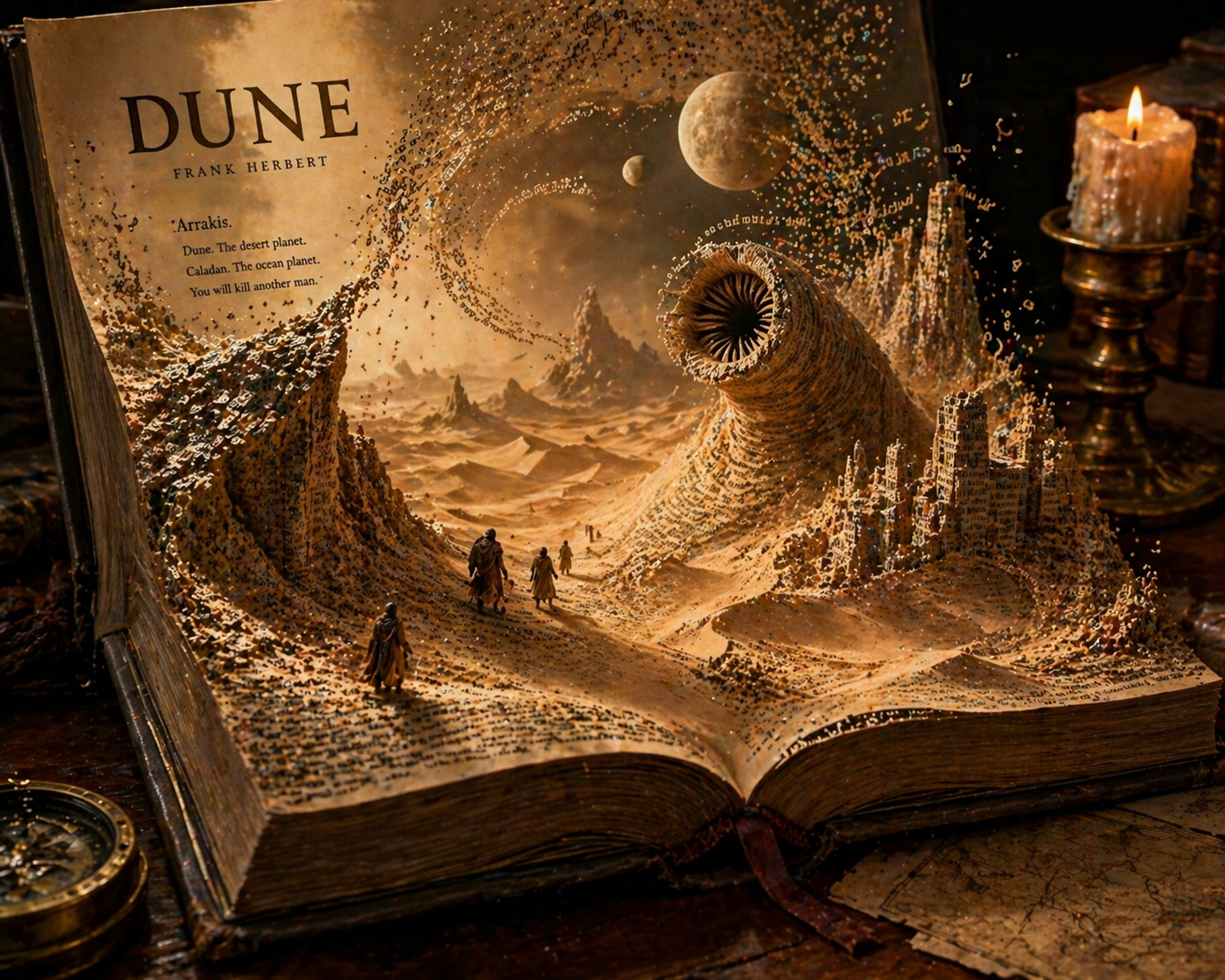Dune: The World Written in Sand — Fantasy Art AI image prompt