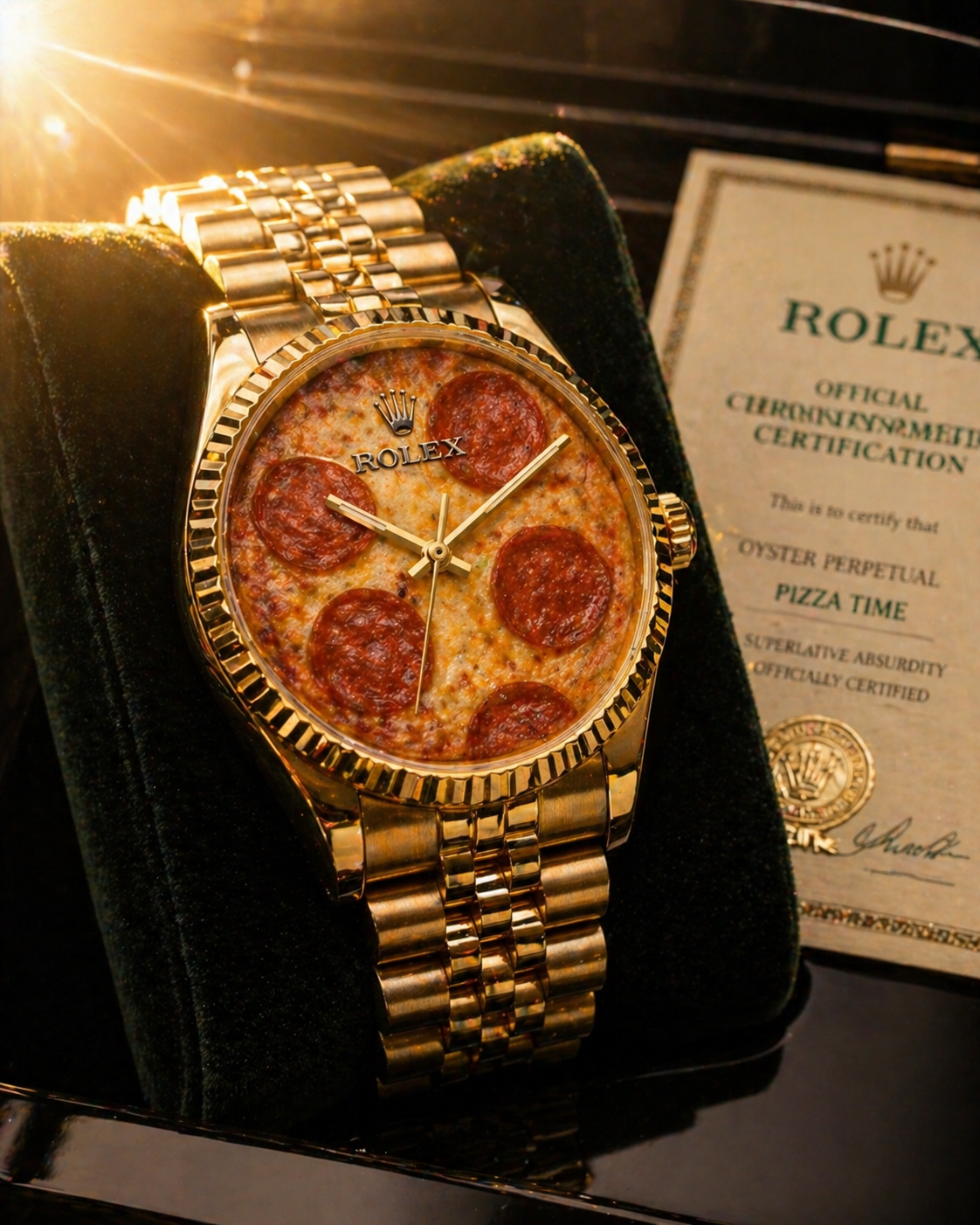 Product Marketing - Advertising Visual: Luxury Watch with Absurd Twist — Product Marketing AI image prompt