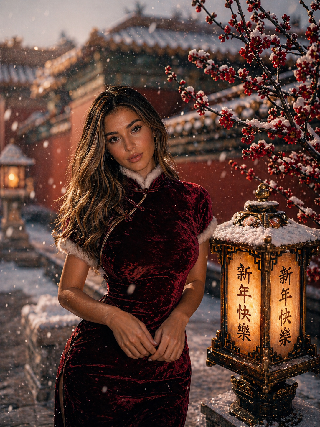 New Year's Day Special: Forbidden City in Snow — Product Marketing AI image prompt